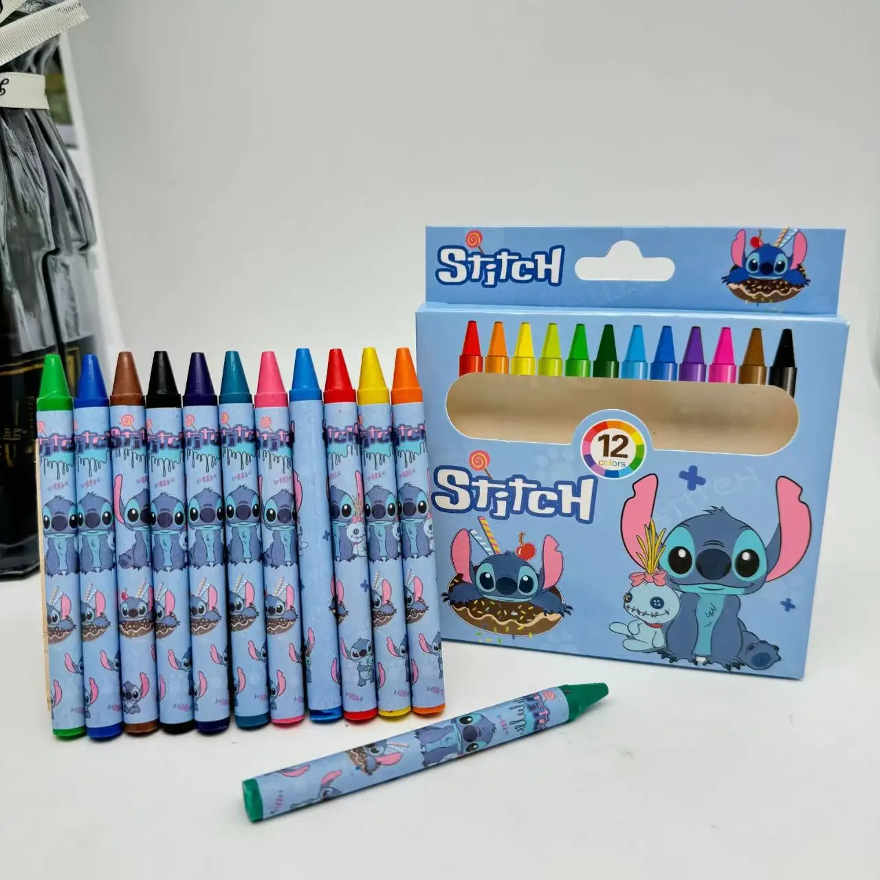 

Stitch Crayons Kids Disney Anime Oil Pastel Student Art Colores Painting Pen Pastel Stationery Gift School Supplies 12/24 pcs