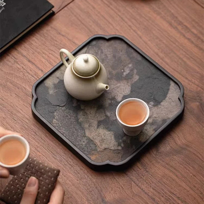 

Vintage Rectangular Tea Tray Living Room Square Home Tea Tray Bamboo Office Small Stone vassoio acciaio inox Decorative Tray