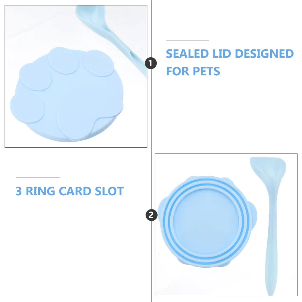 

Sealed Cap Feeding Spoon Food Can Cover Silicone Covers Automatic Pet Silica Gel Dog Tin Lids and for Cat