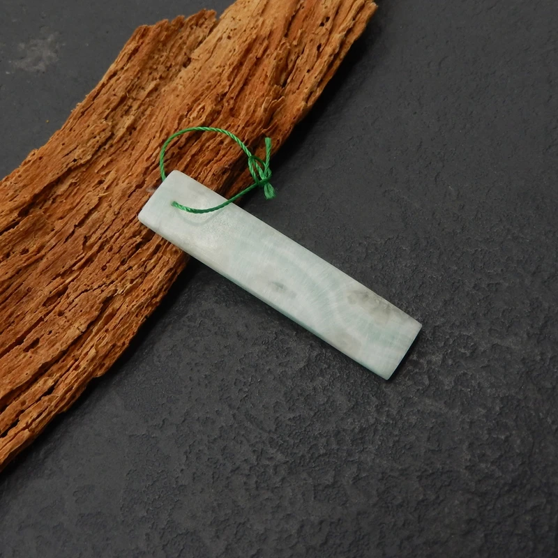 مصقول الهيميمورفيت مستطيلة قلادة شاحب أكوا-أبيض الأحجار الكريمة والمجوهرات مكون DIY بها بنفسك اكسسوارات 46x10x4mm-4.4g #4