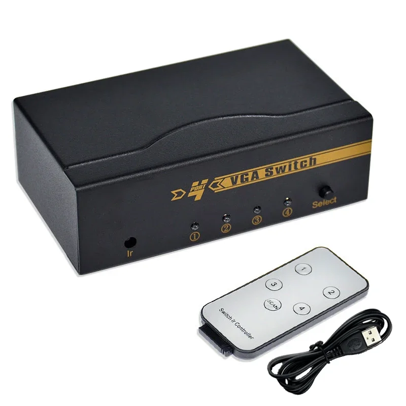 

4 Ports VGA Switch With Remote Control Switching Suitable For Video Computer Host LCD Monitor Converter Sharing 4 In 1 Out