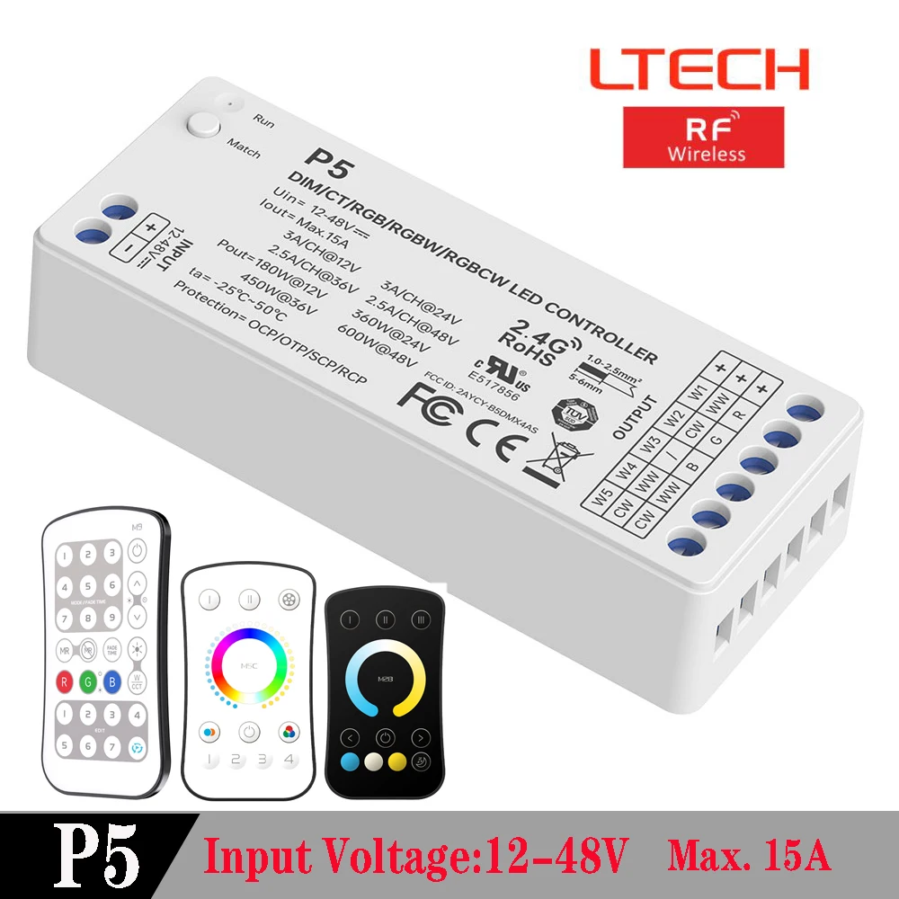 LTECH DIM/CT/RGB/RGBW/RGBCW LED Controller 2.4GHz wireless signal DC12-48V