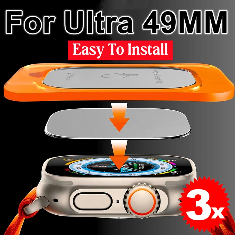 Apple Watch Ultra 1/2/3 49mm용 화면 보호기 1-3개 iWatch Ultra2 Ultra3용 강화 유리 정렬 필름 설치가 용이함