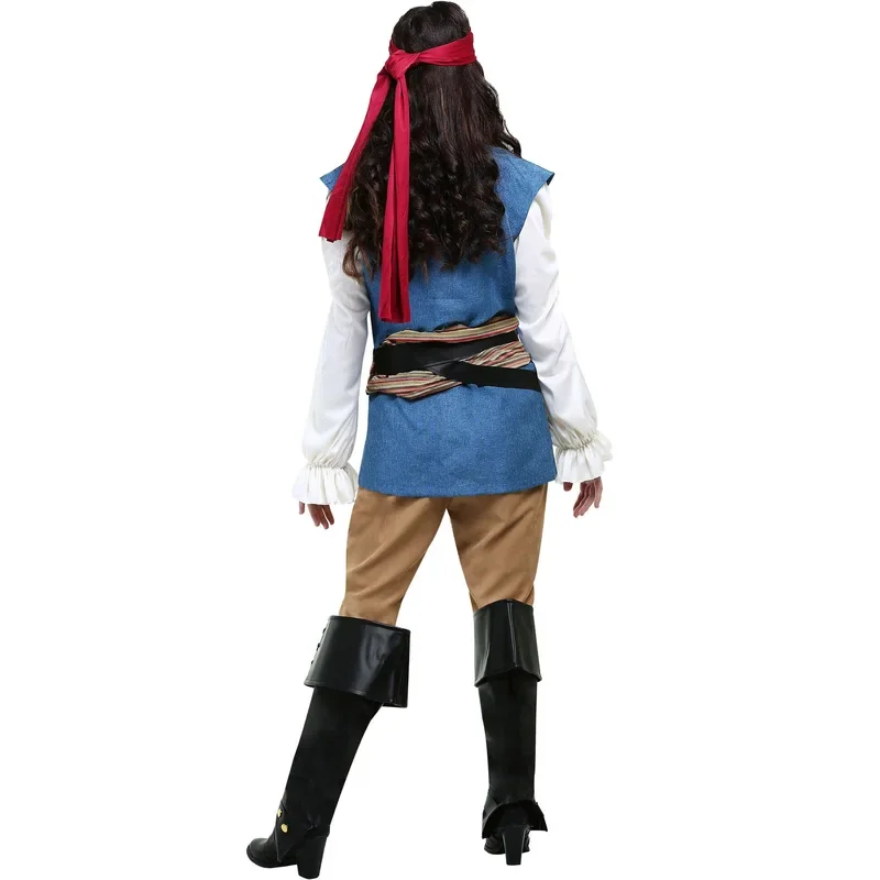 Pirate Costumes Adult Men Women Pirate Captain Jack Couple Cosplay Caribbean Clothing Carnival Halloween Stage Performance Dress