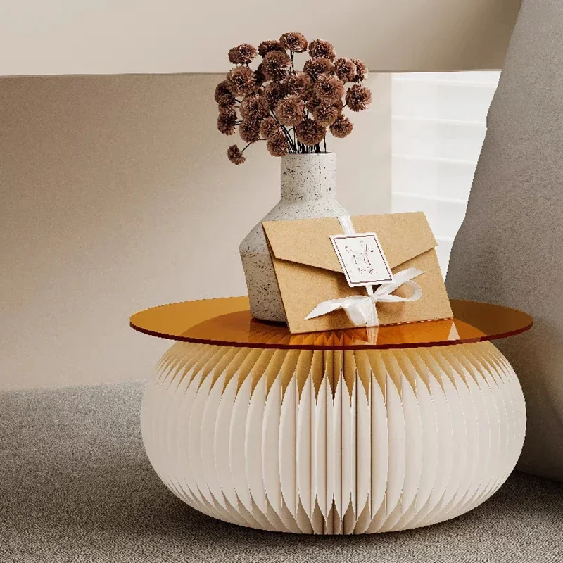 

Nordic Furniture,Round Paper Coffee Table, Folding Table, Showcase Stand,Living Room Sofa Side Table, Display Rack,Storage Desk