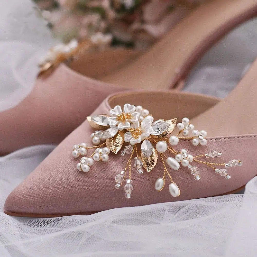 1 Pair Rhinestone Shoe Clips Buckles Crystal Flower Shoe Charms Ornaments Wedding Party Boots Decoration for Women Girls