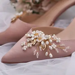 1 Pair Rhinestone Shoe Clips Buckles Crystal Flower Shoe Charms Ornaments Wedding Party Boots Decoration for Women Girls