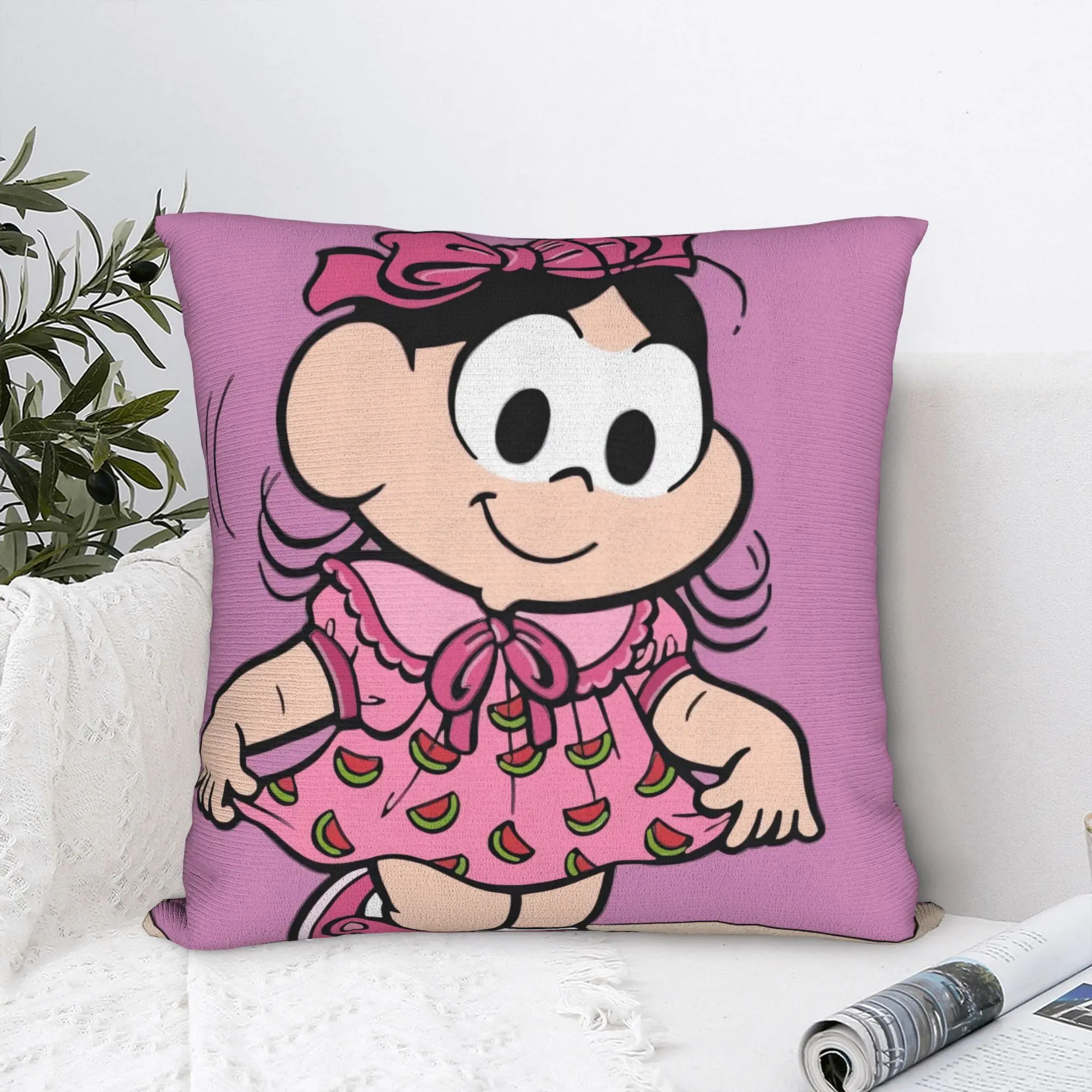 Capa de almofada fofa com desenho animado Magali, capa de almofada quadrada para cadeira, sofá, decoração de casa