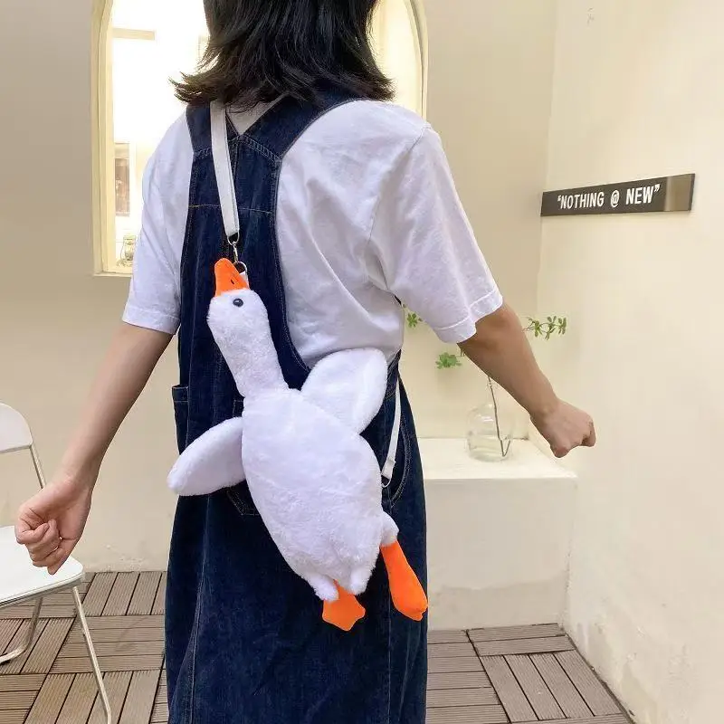 Cute Goose Plush Shoulder Bag Coin Purse Yellow Duck Plush Toys Kawaii Birthday Gift Animal Stuffed Swan Goose Soft Dolls