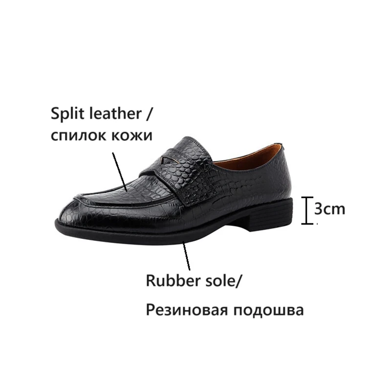 Wiosna/jesień Kobiety Loafers Split Leather Shoes for Women Round Toe Low heel Shoes Slip-on Women Pumps Plus Size Handmade Shoes