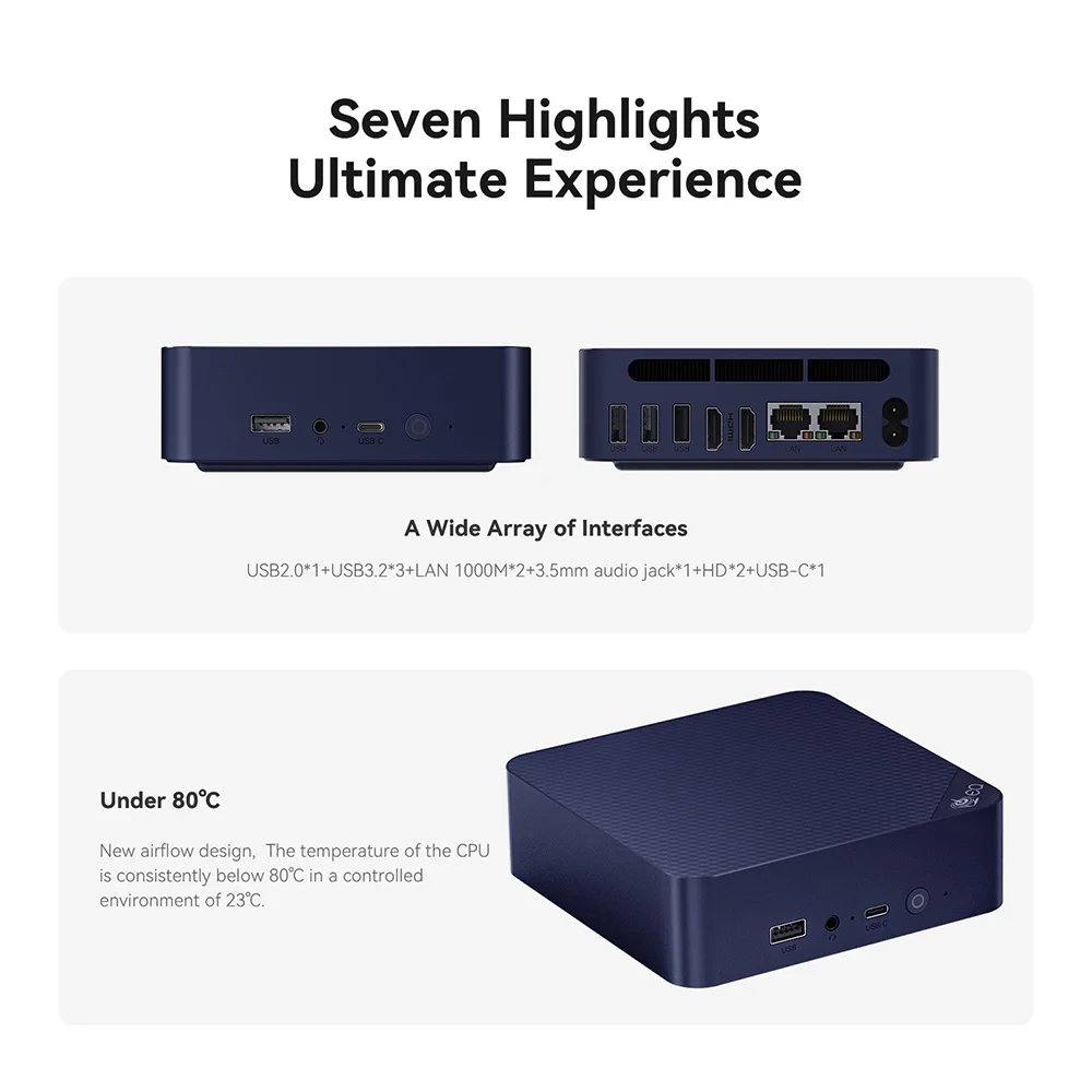 Мини-ПК N200 Beelink EQ13, Intel N10016G DDR4 500G SSD, поддержка 4K Dual HDMI WIFI6, тихий офисный настольный компьютер, обновление с EQ12