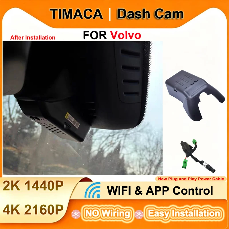 TIMACAM for PoleStar 2 2020 2021 2022 for Volvo C40 2020 2021 2022 Dash Cam Front Rear 2K 4K Wifi Plug and Play Video Recorder