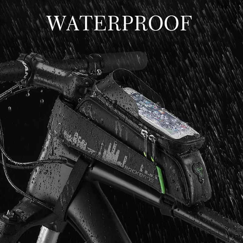 ROCKBROS Bicycle Front Tube Bags GPS Phone Touch Screen Waterproof Frame Panniers For 5.8/6 Inch MTB Road Cycling Accessories