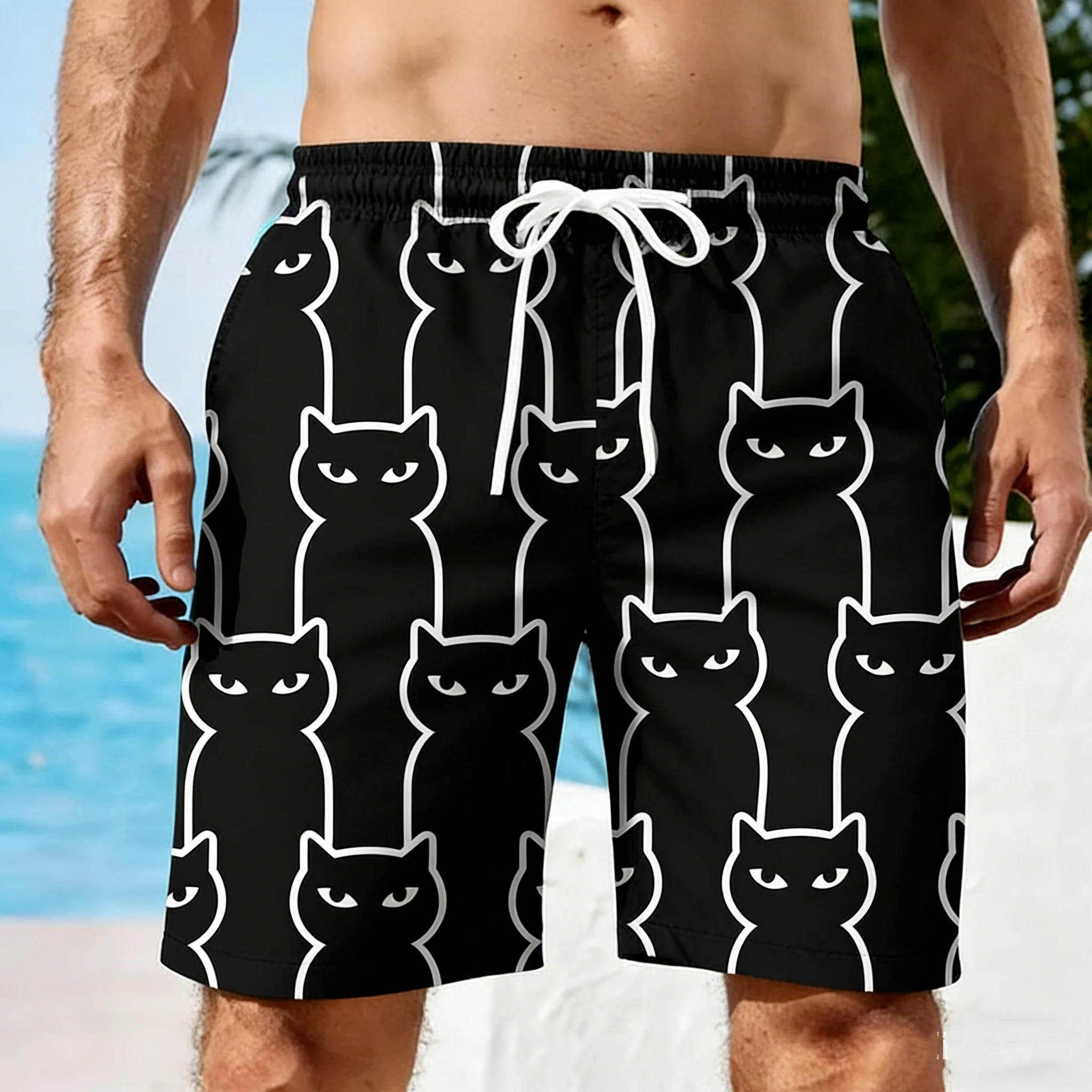 Men 3D Cat Graphic Beach Short - đánh giá và giá Trunks Board Surf
