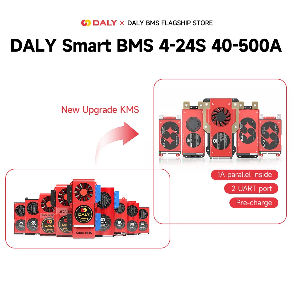 Daly smart bms 4S lifepo4 12v 8s 24v 16s 40a 60a 100a 150a 200a 300a 400a 500a aplicação bluetooth para inversor solar rv rs485 pode