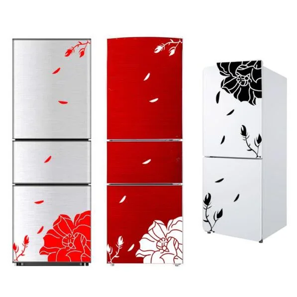 Refrigerator Sticker Flower Wall Sticker Butterfly Fridge Stickers Living Room Sticker Self-Adhesive Wallpaper Bedroom Decor