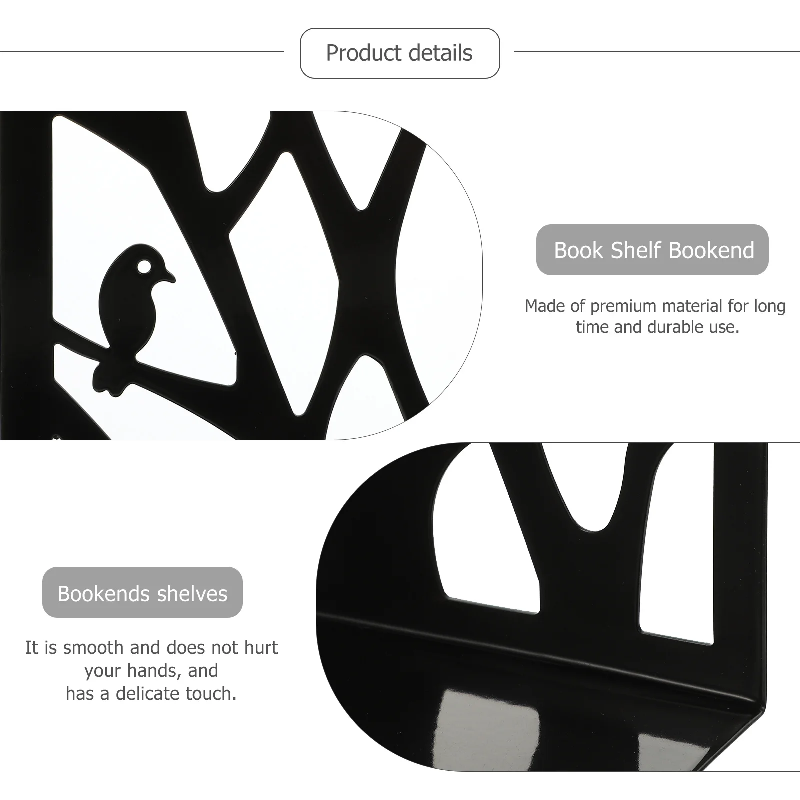 

1Pair Hollow Metal Bookends Heavy Duty Book Storage Rack Organizer for Bookshelf Desktop Use Book Shelf Bookend