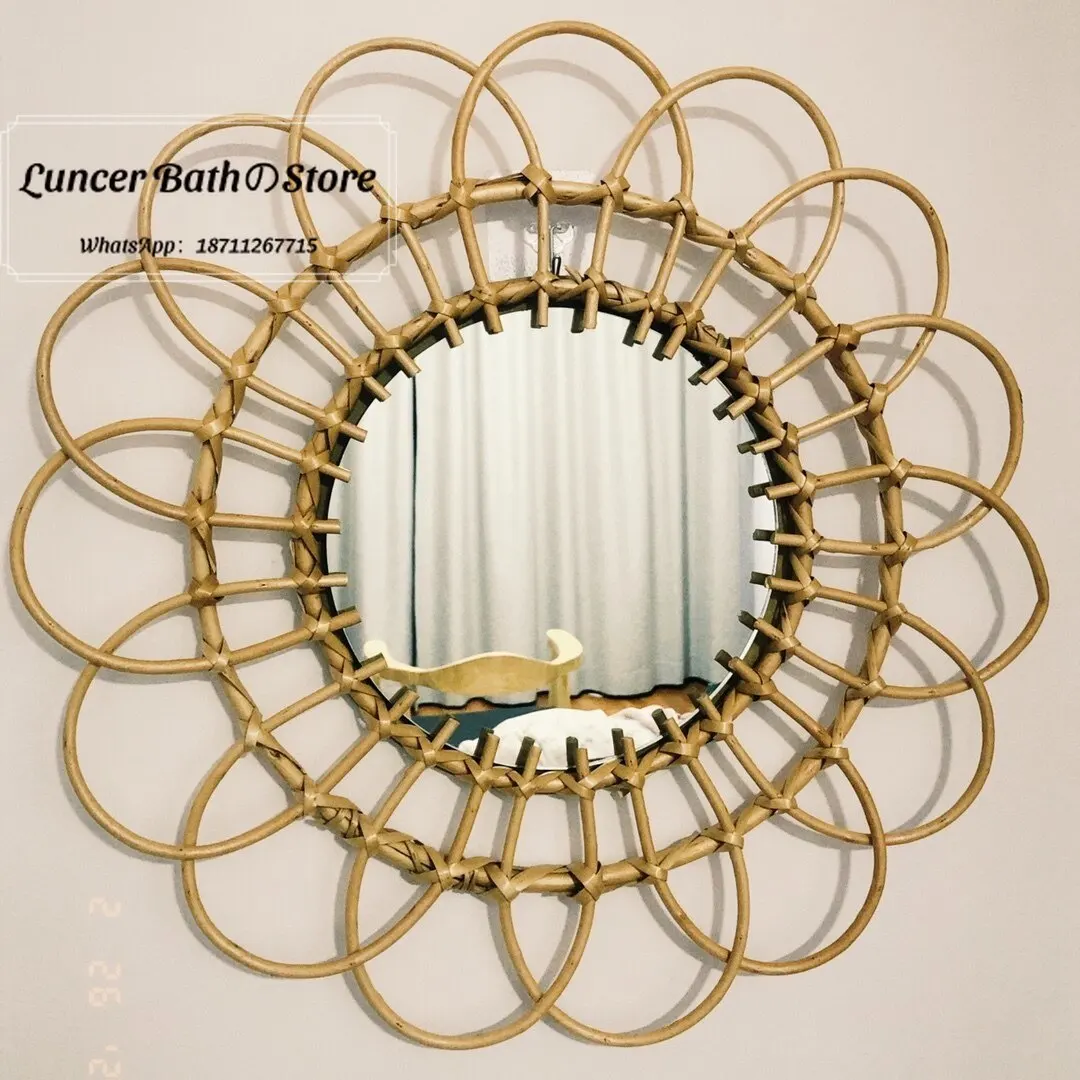 B&B Wall Hanging Mirror, Creative Photo Prop Vanity Decor, Nordic Farmhouse Art Mirror for Living Room, Entryway, Hotel