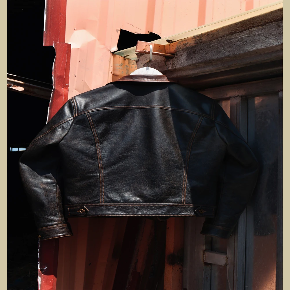 shipping.Vintage YR!Free style Storm Riders jacket.men outwear cowhide coat.classic casual leather clothes.