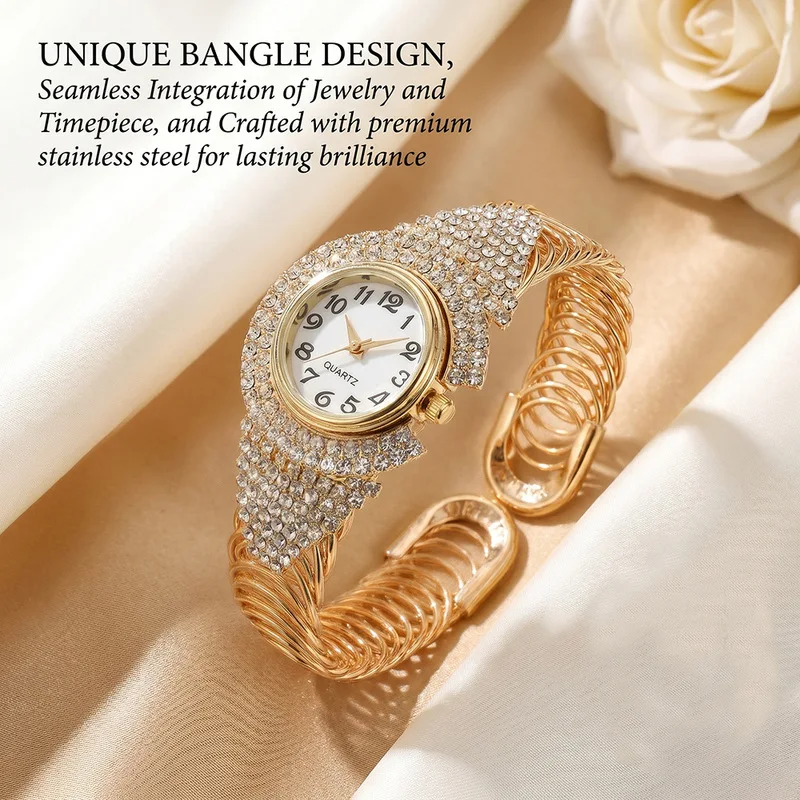 Women's Quartz Watch Full Diamond Decoration Light Luxury Female Wristwatch Elegant Casual Ladies Watch For Daily Wear Party