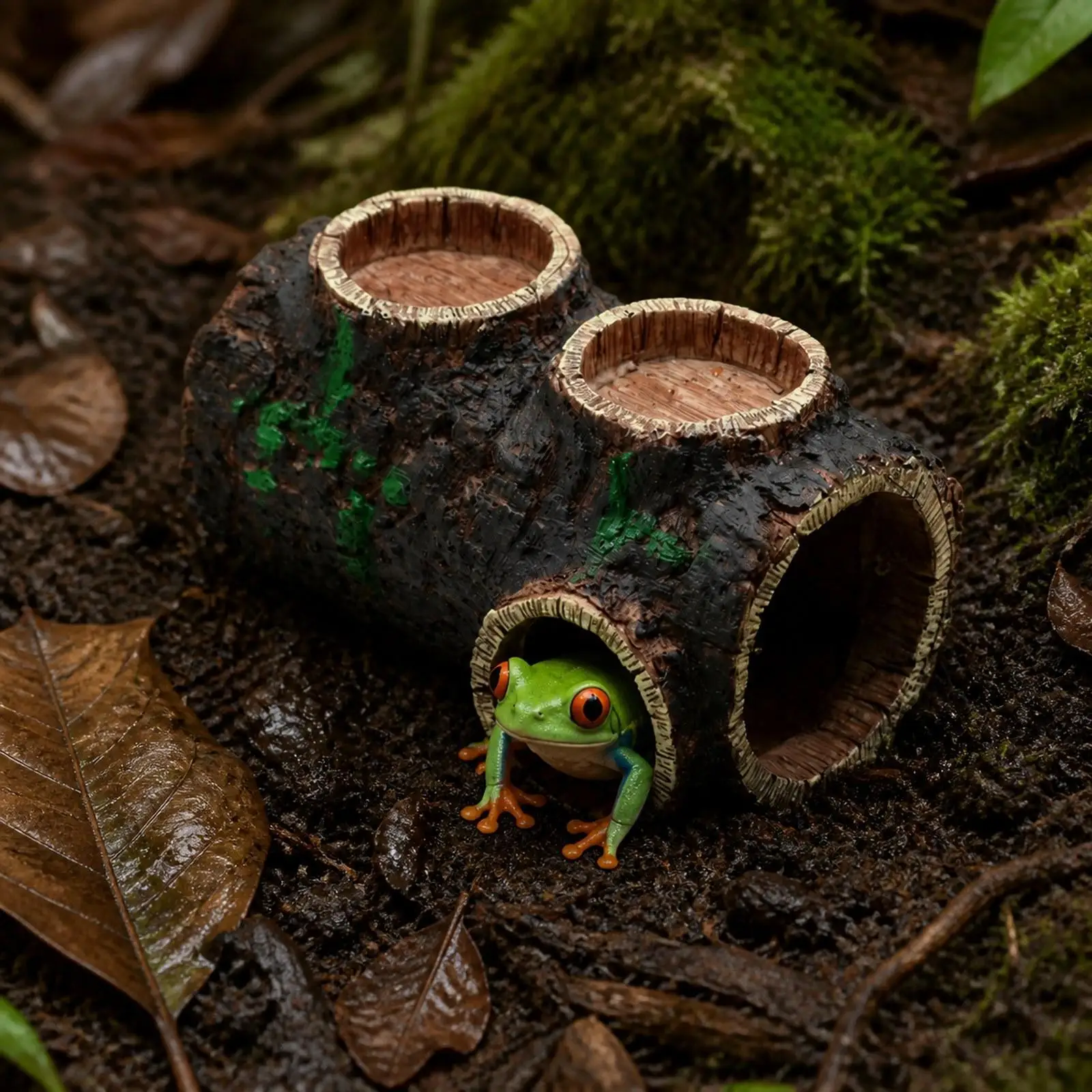 

Reptile Log Hideaway, Leopard Gecko Hide, Reptile Hideout Hut Habitat Cave Decor, Reptile Hideout for Shrimp Axolotls Fish