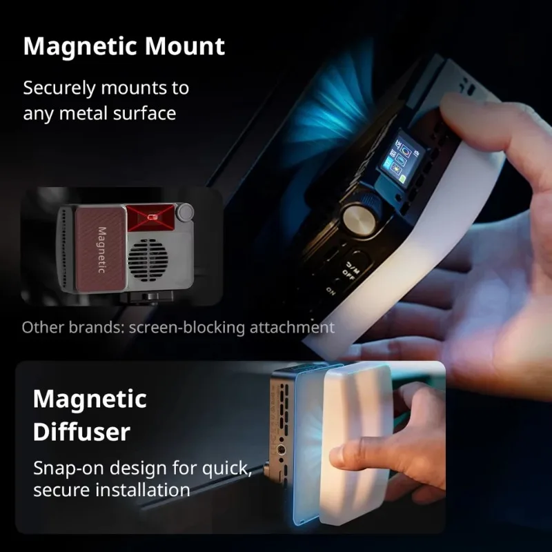 SmallRig 5357 RM 25C mini LED Video Light, with RGB Full-Color 14 Light Effects Magnetic Diffuser Side HD LCD PD Fast Charging