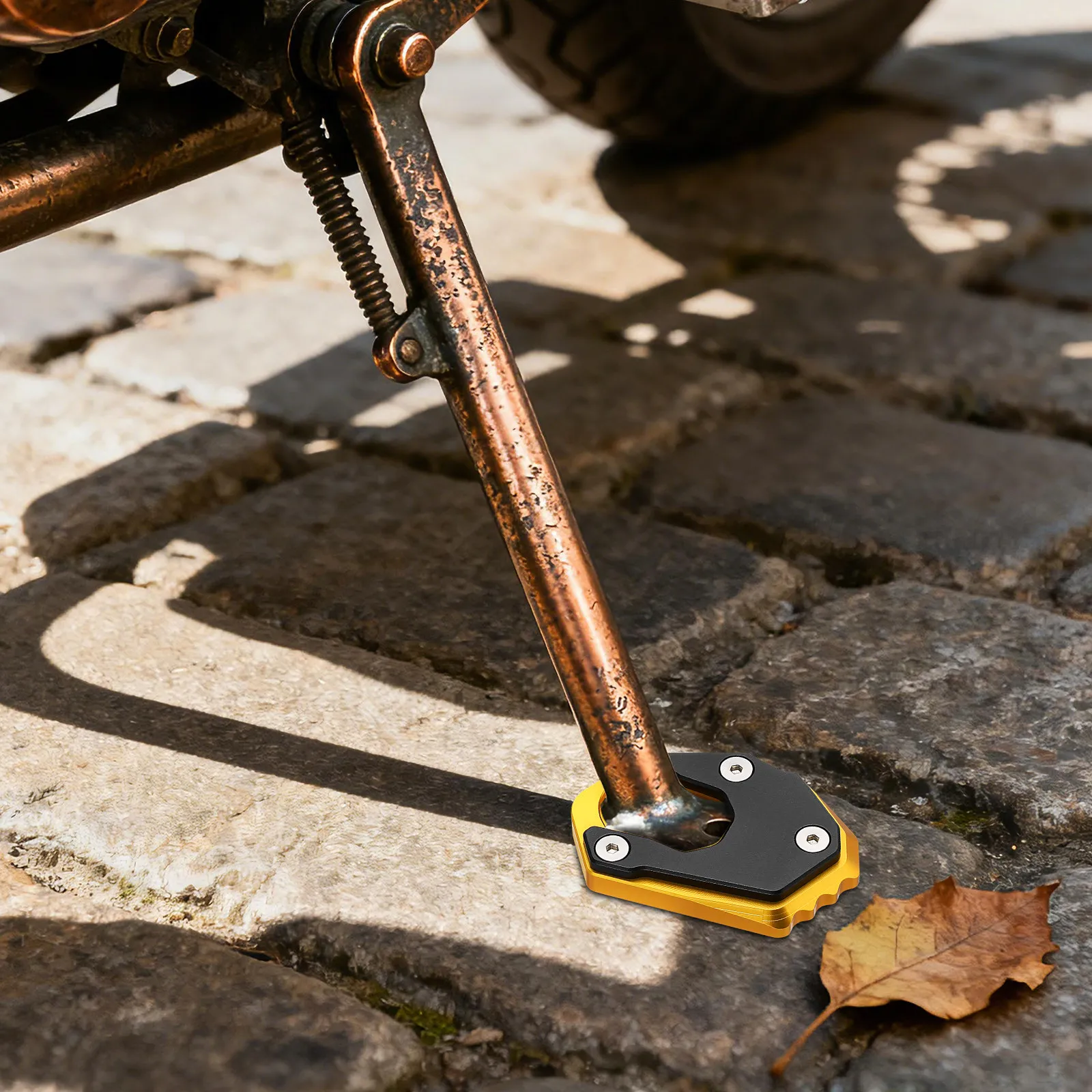 Motorcycle Kickstand Pad Enlarged Metal Base Enhanced Stability Soft Ground Side Stand Plate for Grass Mud Asphalt