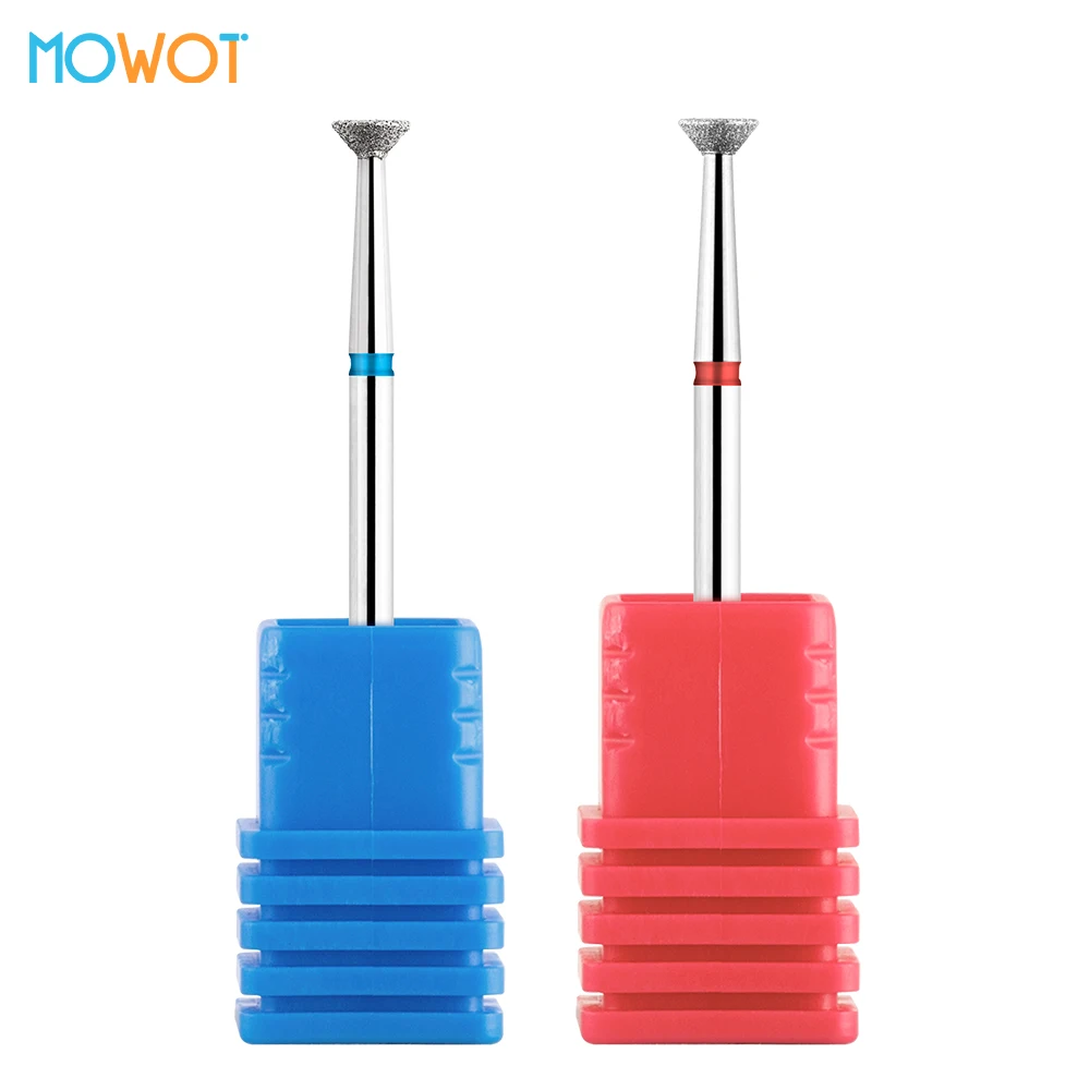 MOWOT 1Pc Inverted Cone Diamond Nail Drill Bit Electric Milling Cutter Manicure Pedicure Nail Bit Cuticle Clean Rotary Nail Tool