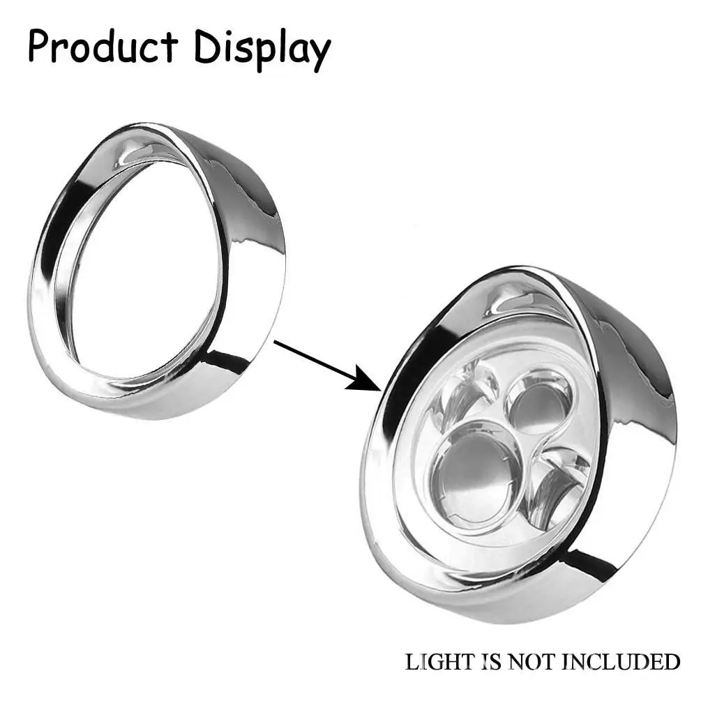 Motorcycle 7\'\' Headlight Visor Style Trim Ring + 4.5\'\' Auxiliary Fog Light Ring Chrome For Harley Touring Road King Dyna Softail