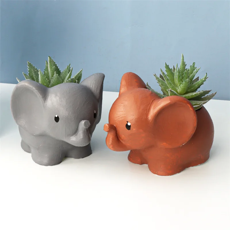 

3D Elephant Shape Silicone Flower Pot Mold DIY Cute Animals Jewelry Storage Box Resin Cement Planter Clay Mold Home Decor Gift