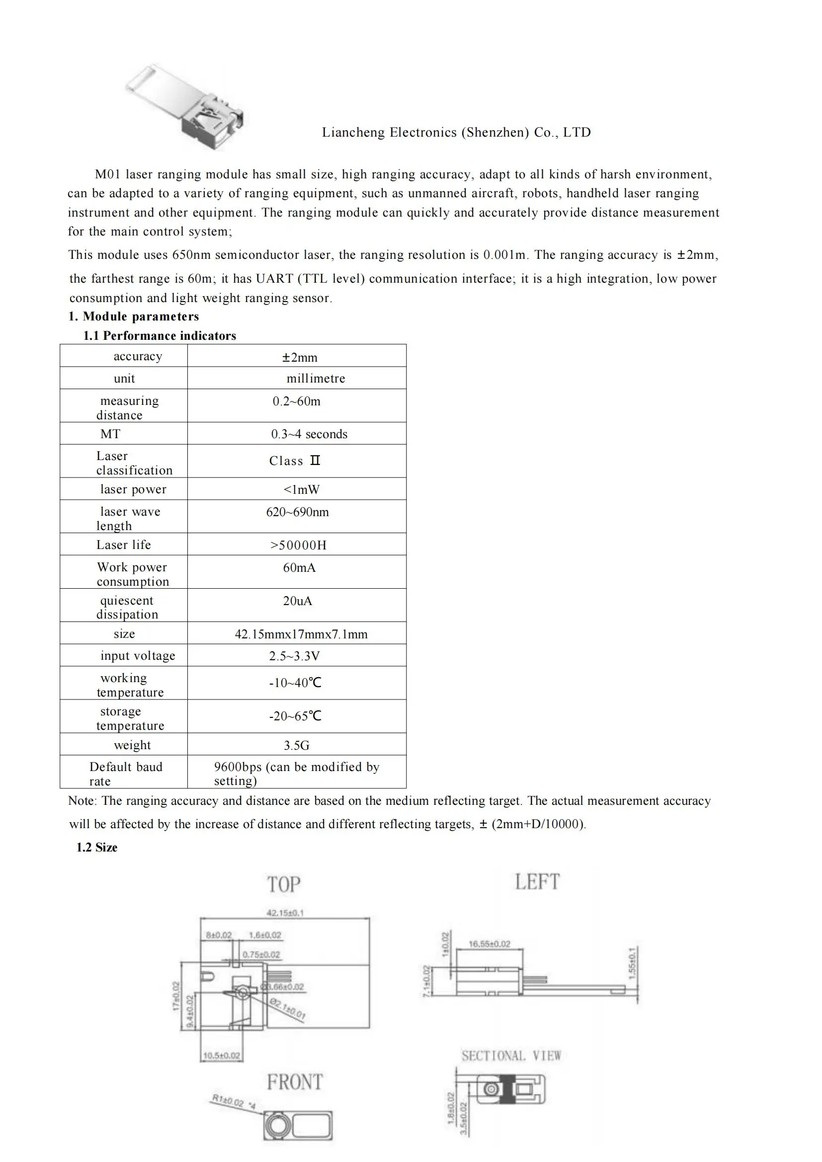 Hochpräzises Laser-Entfernungsmessmodul, Fabrik-Infrarot-Entfernungsmodul, Sensormodul, 60 Reis – Detail 10