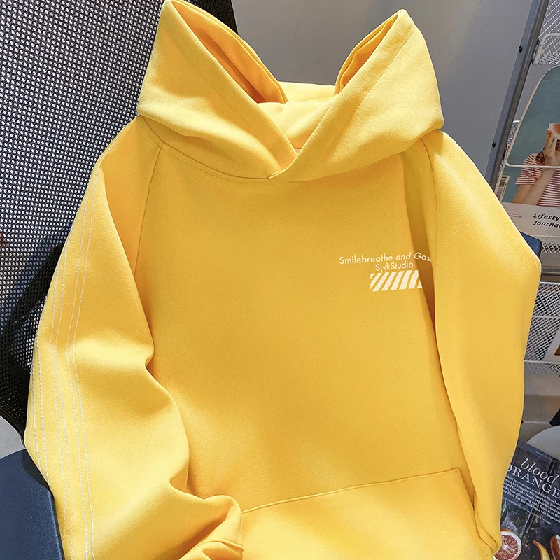 American Trendy Brand Dopamine Yellow Hooded Sweatshirt for Women Spring and Autumn Thin Loose Lazy Style Casual Design Jacket