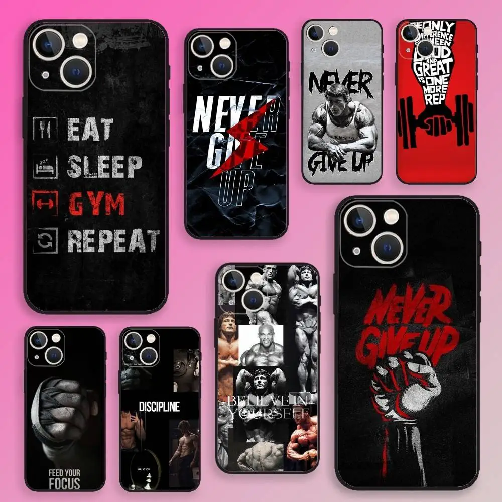 

Fitness Bodybuilding Gym Phone Case For iPhone 16,15,14,13,12,11,Plus,Pro Max,XS,X,E,SE,Mini Soft Silicone Black Cover