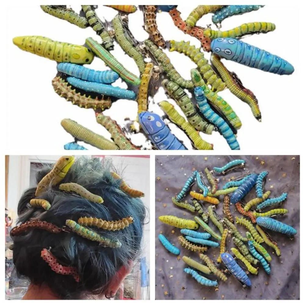 Hair Accessories Caterpillars Hair Barrette Resin Alloy Multicolor Headwear Strong Grip Crawl Insect Pattern Hairpins