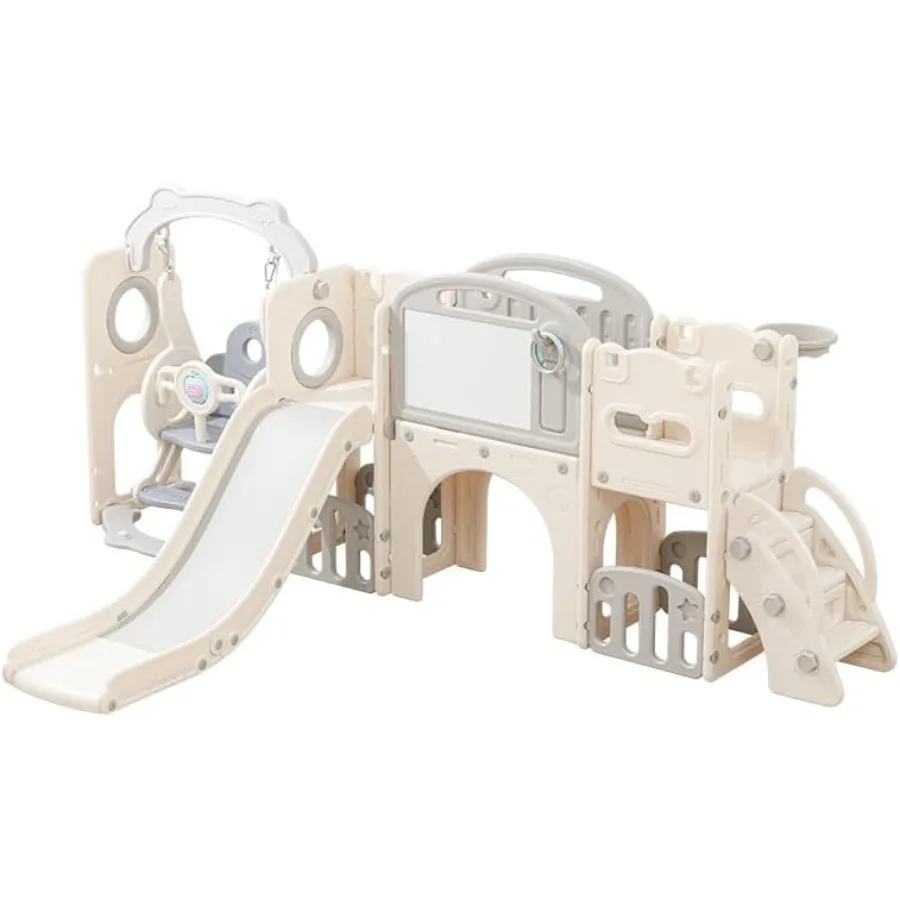 

12 in 1 Toddler Outdoor Playset with Swing Indoor Swing and Slide Set Playground for Toddlers 1-3 Years Old Durable Climber Bas