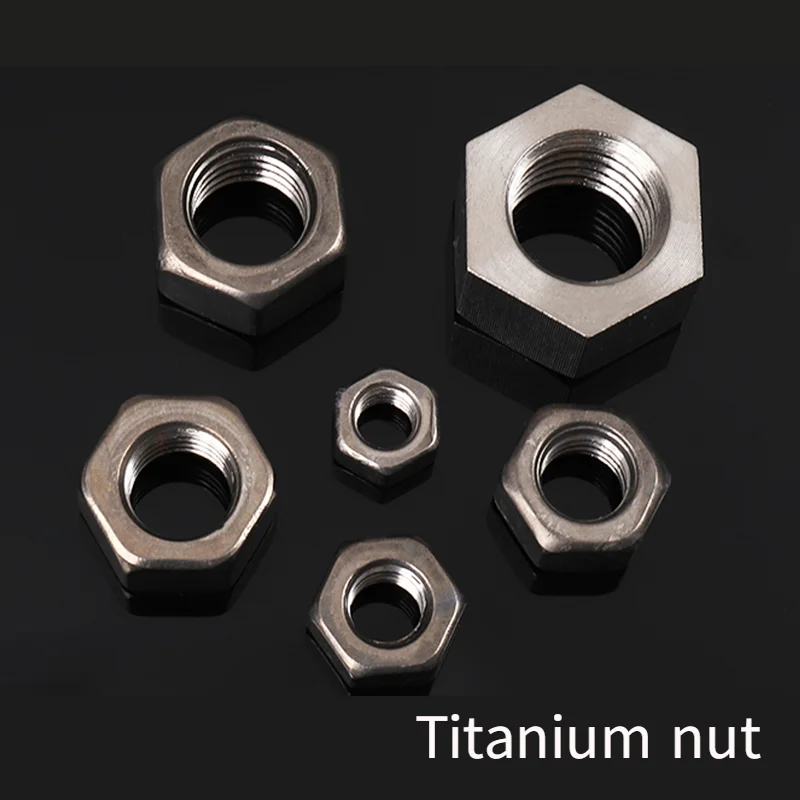 1 stücke 5 stücke GR2 Reinem Titan Hex Muttern M3 M4 M5 M6 M8 M10 M12 M14 M16 M18 M20 m24