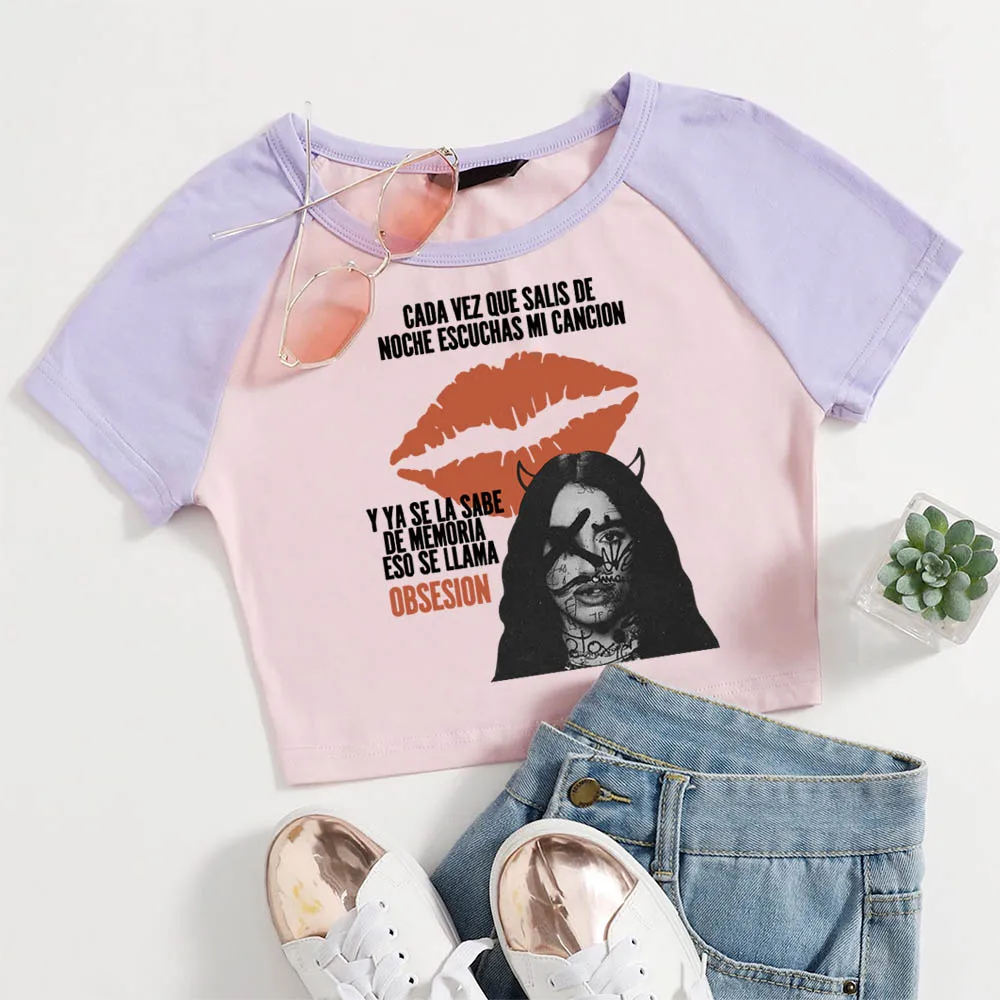 

Lali Esposito Lali No Me Importa Crop Shirt Short Sleeves Crop Top Girls Fashion Shirt