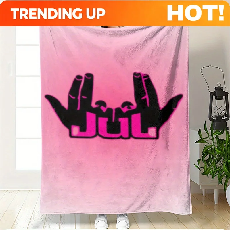 Customize 230GSM JUL Music Pink Poster Design High-Definition Printed Blanket, a Warm And Cozy Throw for Sofa, Bed, Office, Camp