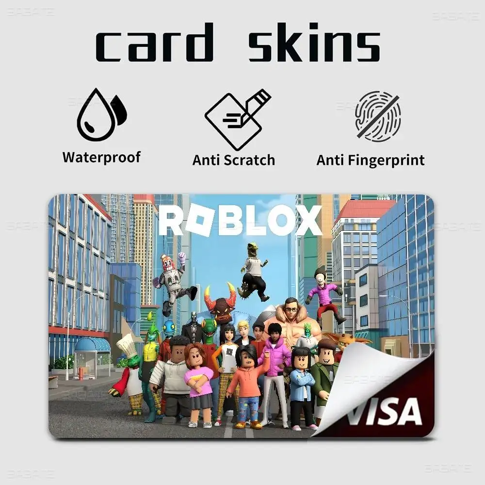 Hot Game R-Robloxs-X Anime Spend or Save Funny Shell On Off Ultra Thin No Fade Sticker Skin Cover Film for Debit Credit Card
