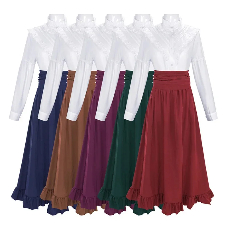 

19th century Victorian era women's dress cosplay classic two-piece Renaissance pirate lotus leaf Halloween carnival night