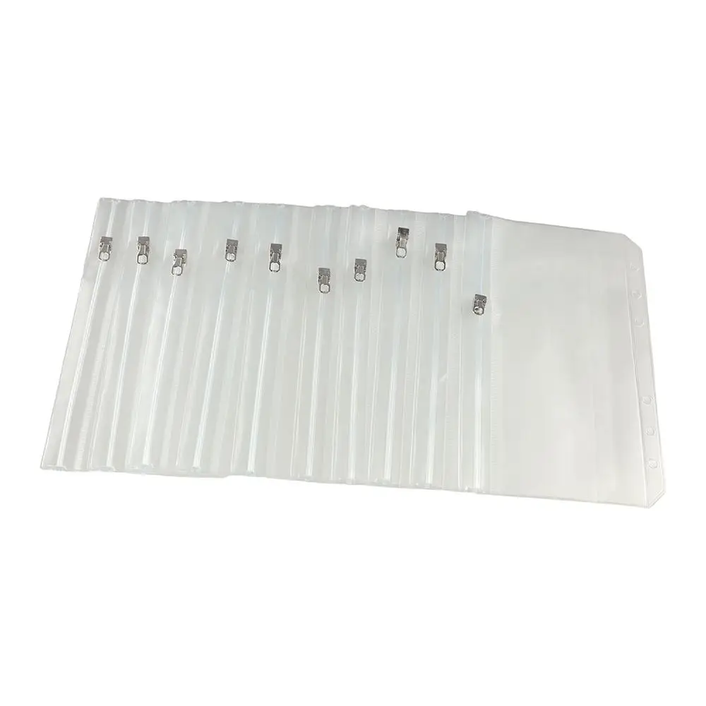 5pcs Document Organiser A5 A6 Clear PVC Pockets File Organizer Transparent Binder Cash Envelopes Waterproof With Metal Zipper