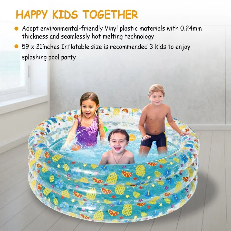 Piscina gonfiabile da 59x21 pollici che esplode la piscina familiare per 3 centrali pieghevoli per piscina con palline