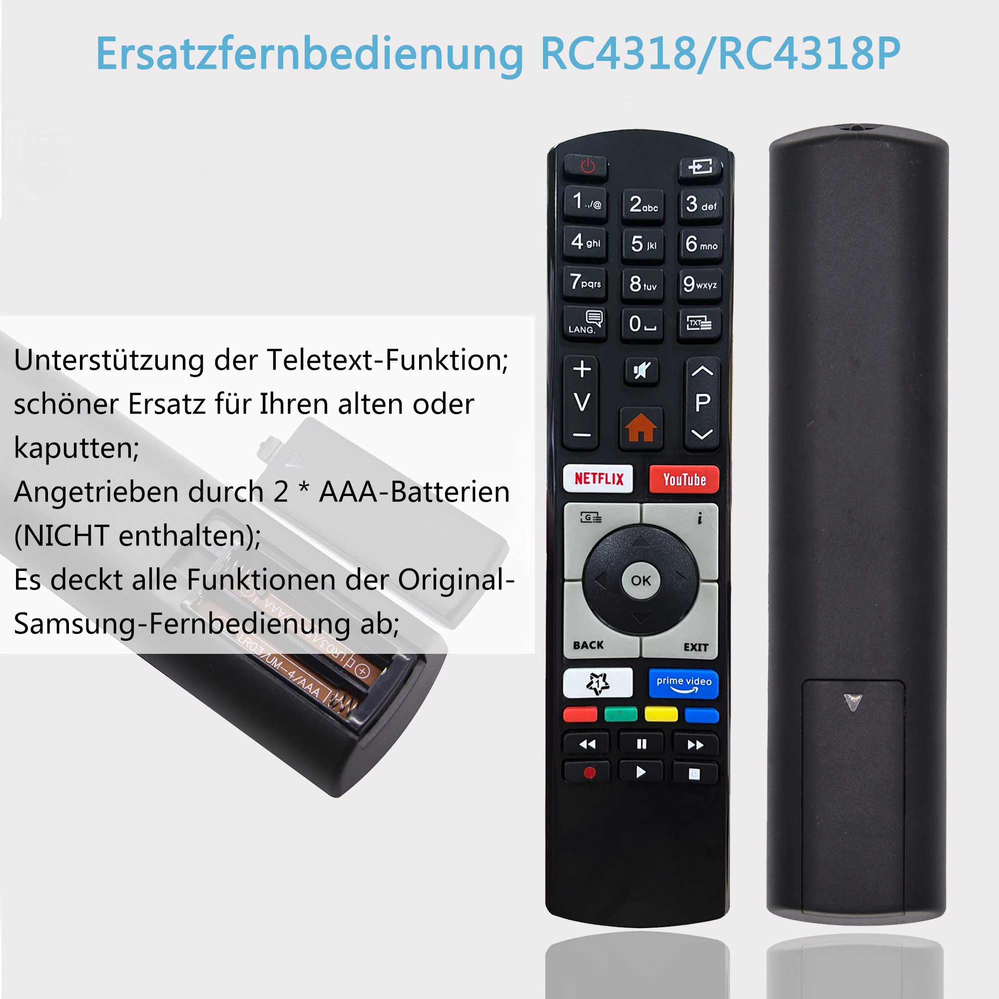 Remote Control RC4318P RC4391PRC4318 for Vestel Finlux Telefunken Edenwood 4K Smart Television