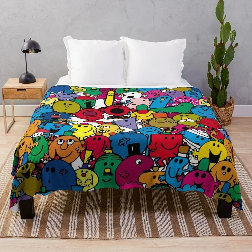 Mr Men Pattern Throw Blanket Multi-Purpose cosplay anime Stuffeds Blankets