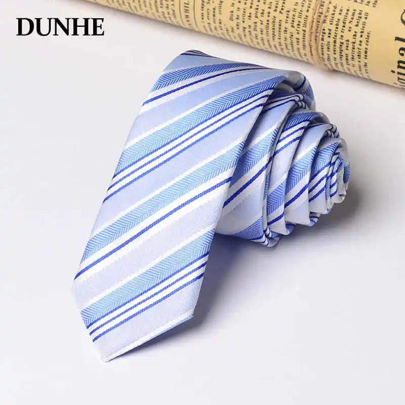 

Light Blue Striped 5cm Slim Necktie Fashionable Men's Shirt Decoration Personalized and Versatile Long Stripes Hand Tied Necktie