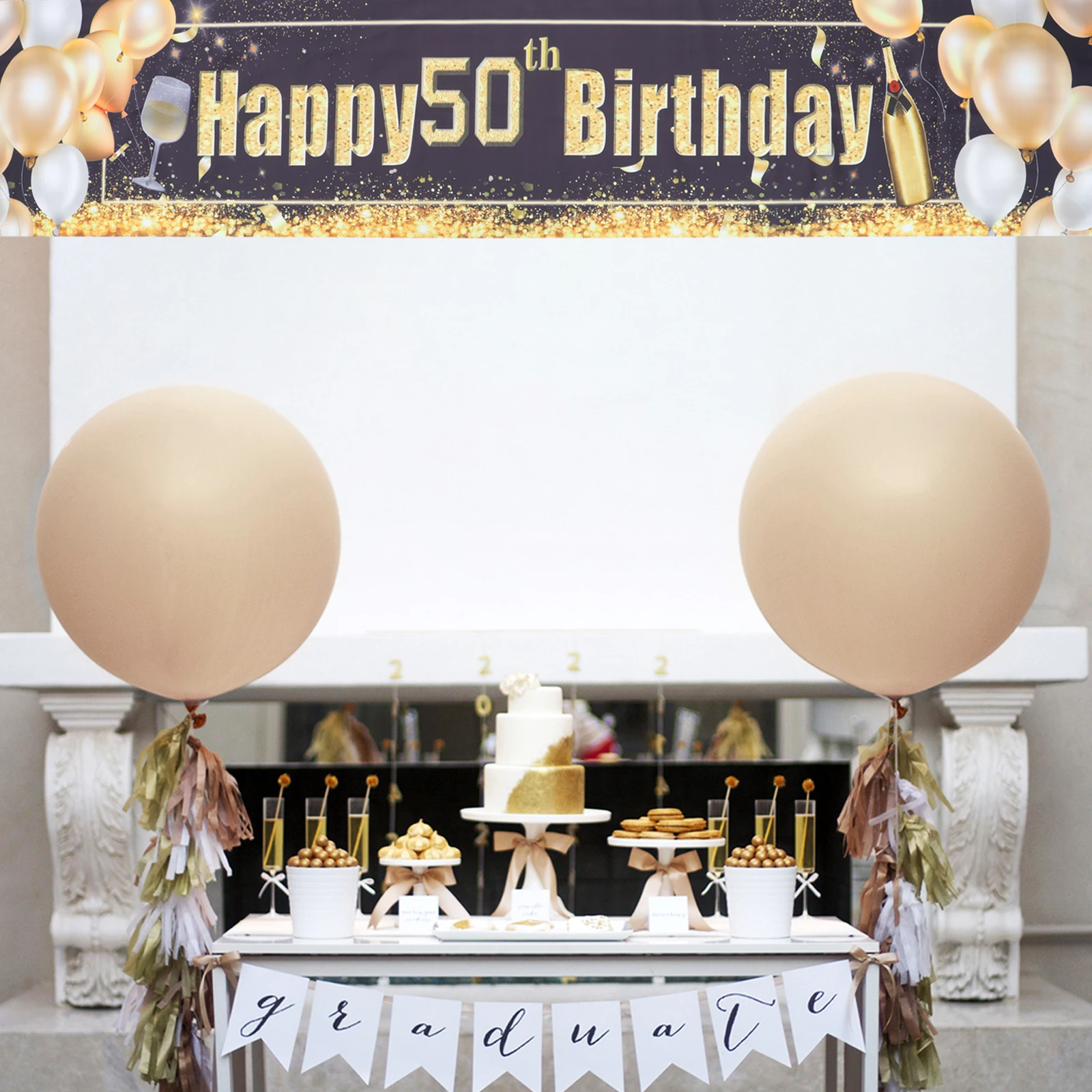 

Large Banner Birthday Party Decoration Hanging Flag Household Wall Ornament 50th