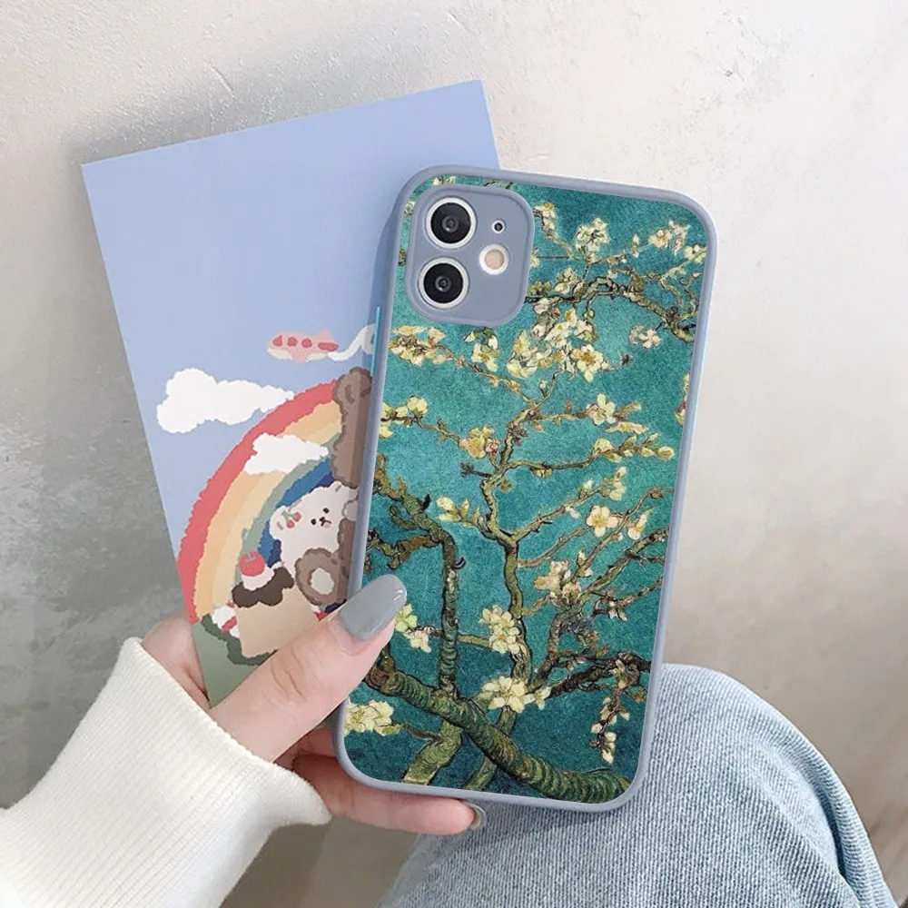 جراب هاتف Van Gogh مرصع بالنجم والسماء ، حافظة غير لامعة ضد العيوب لهواتف آيفون 14 ، X ، XR ، XS ، 7 ، 8 Plus ، 11 ، 12 ، 13 Pro Max ، 13Mini