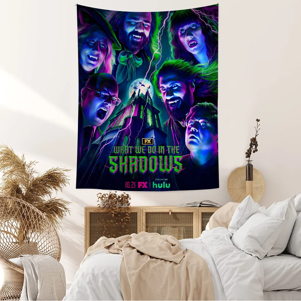 Tapices de pared bohemios para decoración de habitación, tapiz colgante de película que lo hacemos en las sombras, Mandala, Kawaii