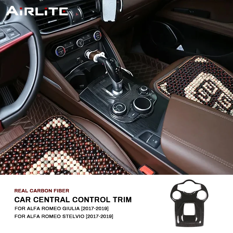 

Real Dry Carbon Fiber For Alfa Romeo Giulia Stelvio 2017-2019 Car Center Control Gear Shift Panel Trim Cover Decorative Sticker