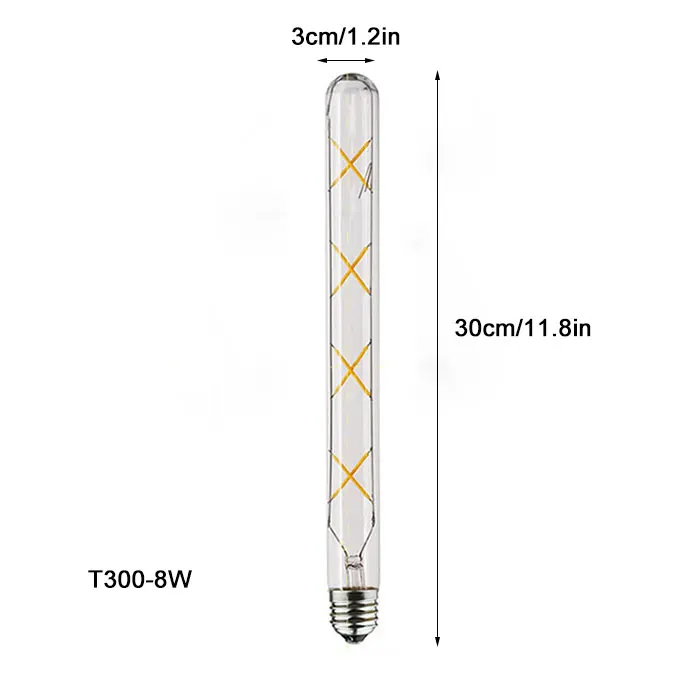 100-240V 6000K LED Filament Light Bulb 110V 120V 6500K Tubular Edison Bulbs T10 T185 T225 T30 T300 Long Tube 4W 6W 8W LED Bulb